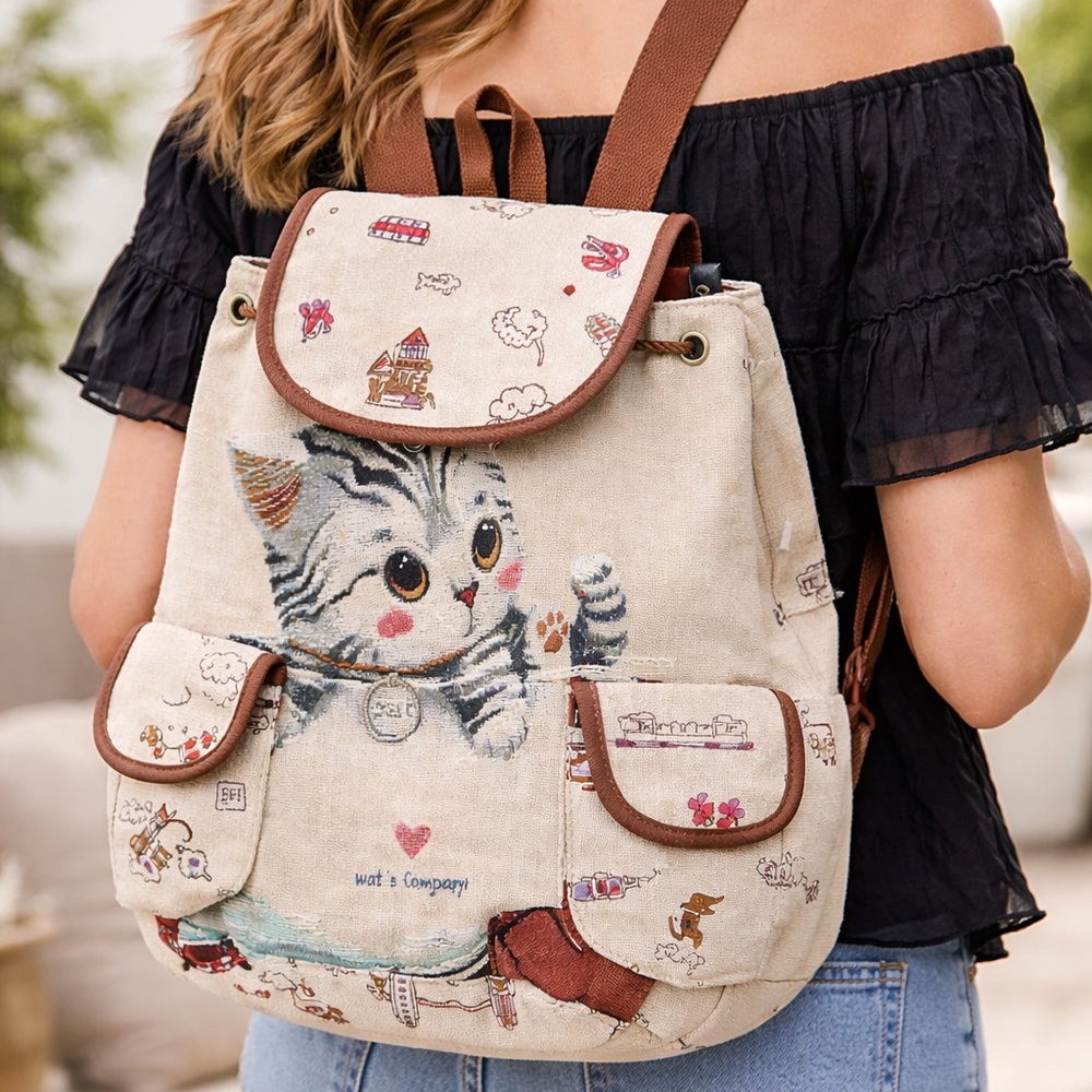 Cute‎ Cat Print Backpack for Cat Lovers